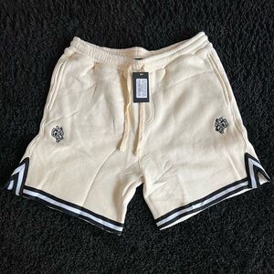 Men's Darc Sport Cream Knit Drawstring Shorts with Black Trim